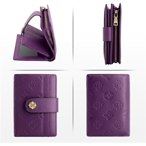 Small Wallet with Zipper Coin Pocket Purple - Picture 4 of 7